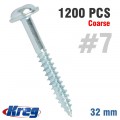 KREG ZINC POCKET HOLE SCREWS 32MM 1.25' #7 FINE THREAD MX LOC 1200CT